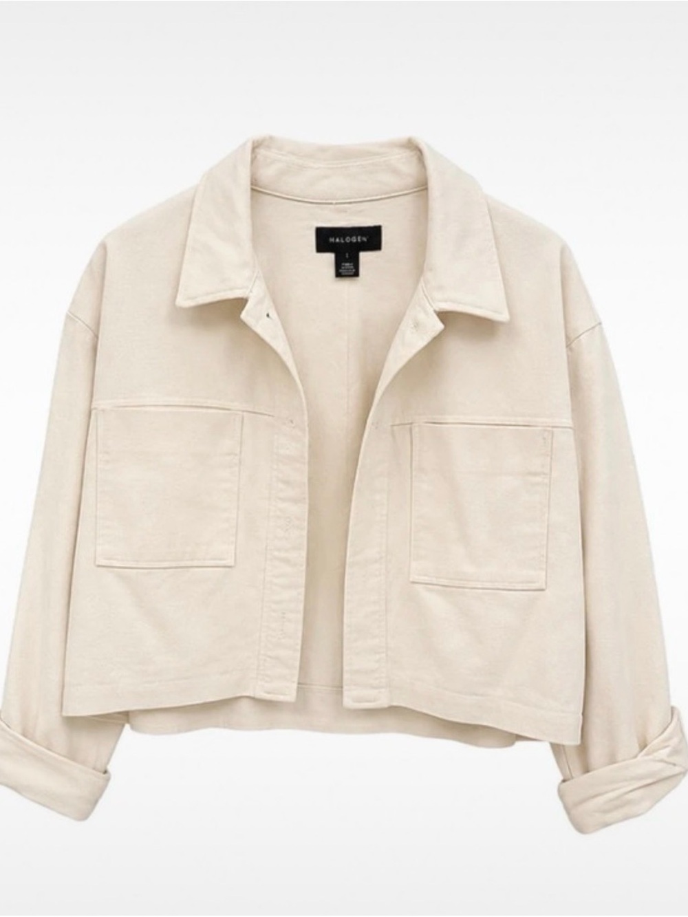 Halogen Cream Cropped Jean Jacket